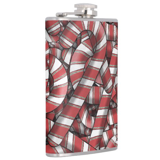 Verdraaide rode gestreepte Abstracte snoepstokken Heupfles (Rechts)