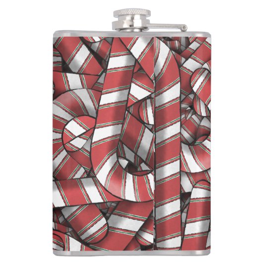 Verdraaide rode gestreepte Abstracte snoepstokken Heupfles (Achterkant)