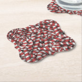 Verdraaide rode gestreepte Abstracte snoepstokken Kartonnen Onderzetters (Gekanteld)