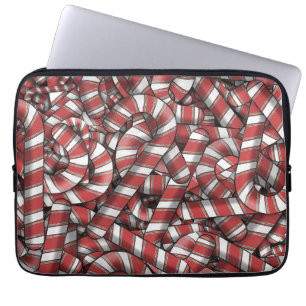 Verdraaide rode gestreepte Abstracte snoepstokken Laptop Sleeve
