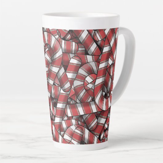 Verdraaide rode gestreepte Abstracte snoepstokken Latte Mok (Rechterhoek)