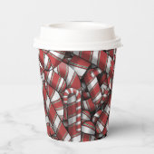 Verdraaide rode gestreepte Abstracte snoepstokken Papieren Bekers (Achterkant)