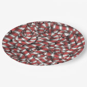 Verdraaide rode gestreepte Abstracte snoepstokken Papieren Bordje (Gekanteld)