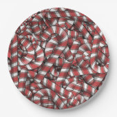 Verdraaide rode gestreepte Abstracte snoepstokken Papieren Bordje (Voorkant)