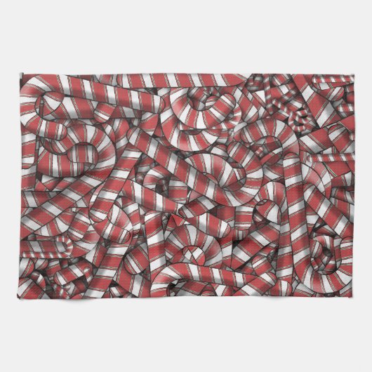 Verdraaide rode gestreepte Abstracte snoepstokken Theedoek (Horizontaal)