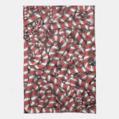 Verdraaide rode gestreepte Abstracte snoepstokken Theedoek (Verticaal)