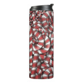 Verdraaide rode gestreepte Abstracte snoepstokken Thermosbeker (Gedraaid links)