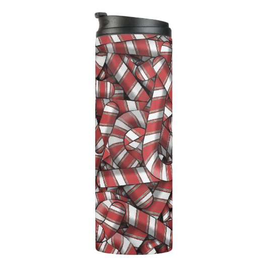 Verdraaide rode gestreepte Abstracte snoepstokken Thermosbeker (Geroteerd rechts)