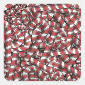 Verdraaide rode gestreepte Abstracte snoepstokken Vierkante Sticker (Voorkant)