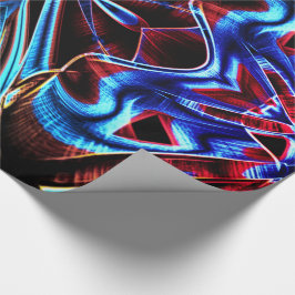 Verdraaide tapes blauw en rode groeven cadeaupapier