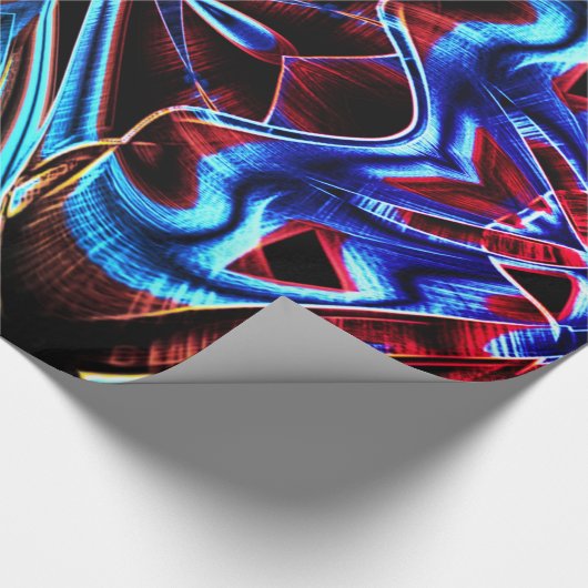 Verdraaide tapes blauw en rode groeven cadeaupapier (Hoek)