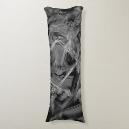 Verdraaide vierkantjes, grijze en zwarte 'borstels lichaamskussen