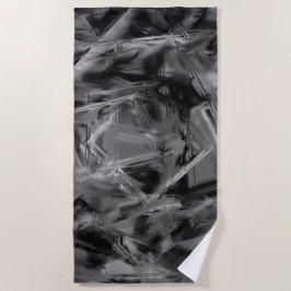 Verdraaide vierkantjes, grijze en zwarte 'borstels strandlaken