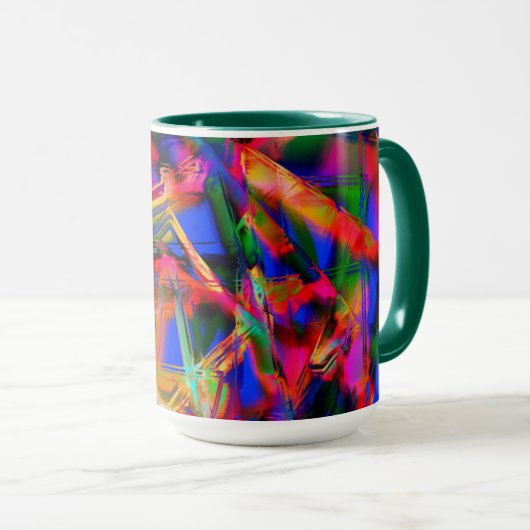 Verdraaide vierkantjes met kleurige 'penseelstreke mok (Voorkant rechts)