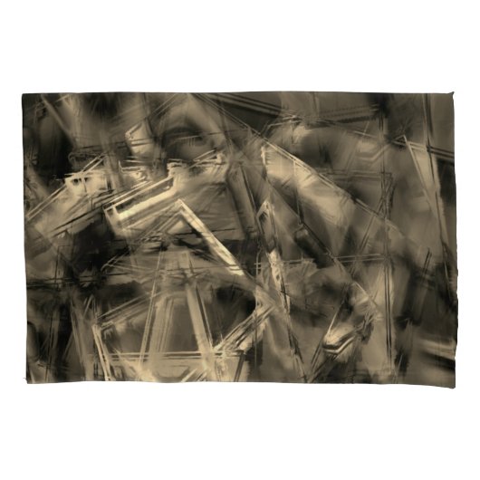 Verdraaide vierkantjes met 'verkeerde penseelstrek kussensloop (Voorkant-Links)