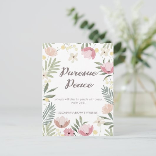 Verdrag van JW 2022 - Bloem Briefkaart (Staand voorkant)