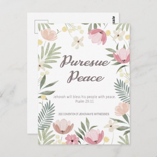 Verdrag van JW 2022 - Bloem Briefkaart (Voorkant / Achterkant)