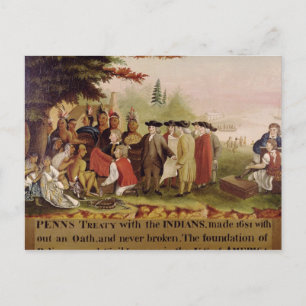 Verdrag van Penn met de Indiërs in 1682, c.1840 Briefkaart