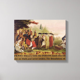 Verdrag van Penn met de Indiërs in 1682, c.1840 Canvas Afdruk