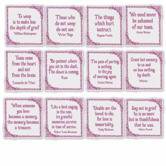 Verdriet citaten in Magenta grenzen Sticker (Voorkant)