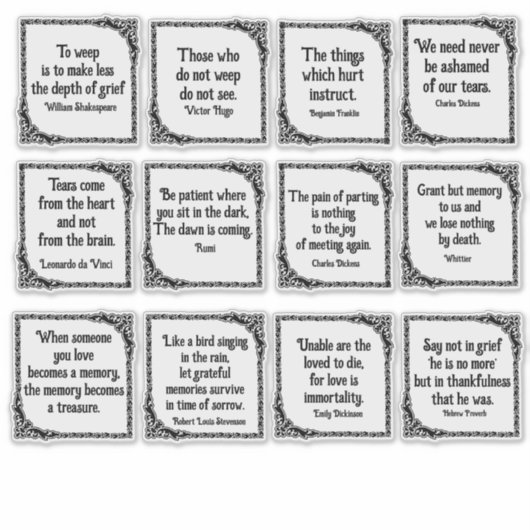 Verdriet citaten in   Zwarte Grenzen Sticker (Voorkant)