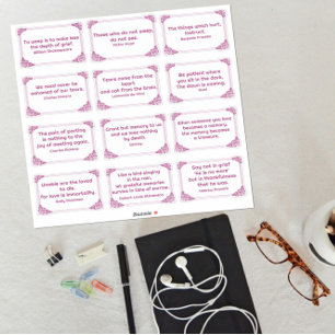 Verdriet quotes in Roos Hoek Lijst Magenta White Sticker