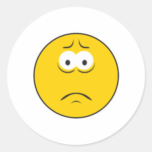 Verdrietig Fronsend Gezicht Ronde Sticker