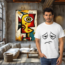 Verdrietig Gezicht Minimalistische Emotionele Humo T-shirt