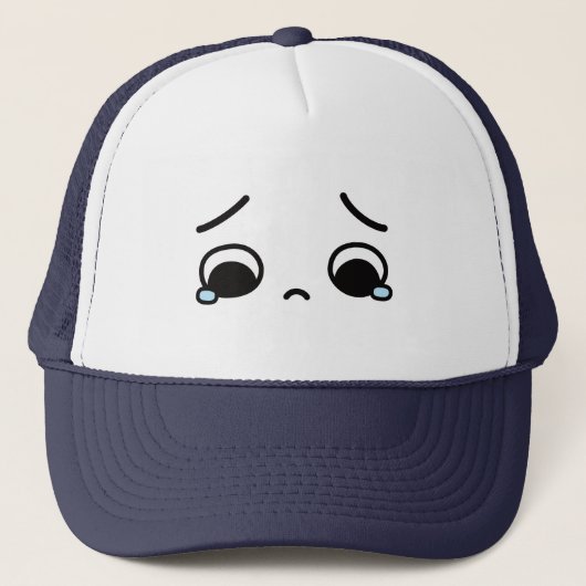 Verdrietig Gezicht Voelt Zich Neerslachtig Emoji Trucker Pet (Voorkant)