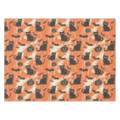 Verdrietig Halloween Zwart Kat Pompoen Patroon Tafelkleed (Voorkant (Horizontaal))