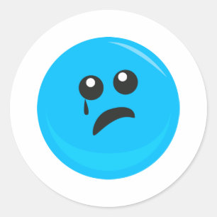 Verdrietig Huilend Schattig Gezicht Ronde Sticker
