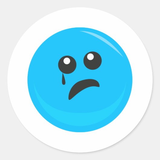 Verdrietig Huilend Schattig Gezicht Ronde Sticker (Voorkant)