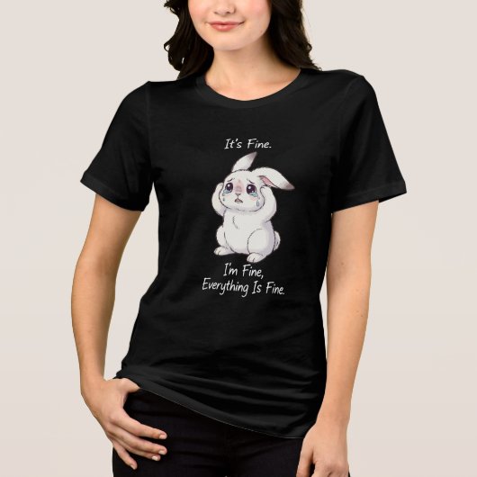 Verdrietig Konijn “Het Is Goed” – Schattig Grappig Tri-Blend Shirt (Voorkant)