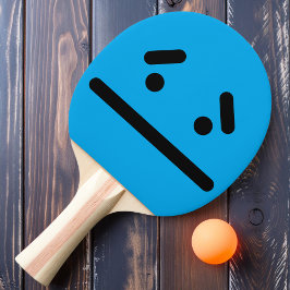 Verdrietig Leeg Gezicht Blauwe Ping Pong Paddle Tafeltennisbatje