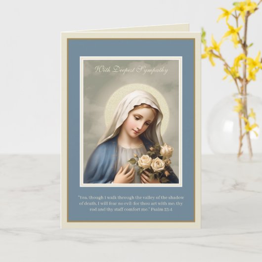 Verdrietig Maagd Moeder Maria Sympathie Condoleant Kaart (Gele Bloem)
