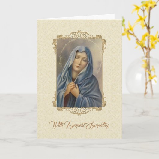 Verdrietig Maagd Moeder Maria Sympathie Condoleant Kaart (Gele Bloem)