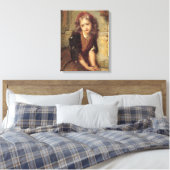 Verdrietig meisje en dode goudvink (herinnering aa canvas afdruk (Insitu (Slaapkamer))