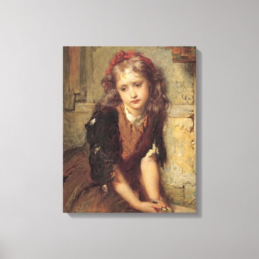 Verdrietig meisje en dode goudvink (herinnering aa canvas afdruk (Voorkant)