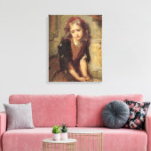 Verdrietig meisje en dode putter (herinnering aan  canvas afdruk (Insitu (Woonkamer))