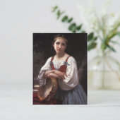 Verdrietig meisje met de tamboerijn briefkaart (Staand voorkant)