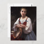 Verdrietig meisje met de tamboerijn briefkaart (Voorkant / Achterkant)