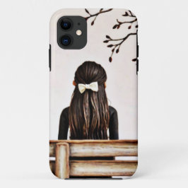 Verdrietig meisje zit alleen potlood schets Case-Mate iPhone case