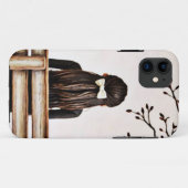 Verdrietig meisje zit alleen potlood schets Case-Mate iPhone case (Achterkant (horizontaal))