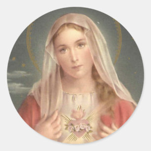 Verdrietig & Onbevlekt Hart van Maagd Maria Ronde Sticker