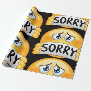 Verdrietig Sorry Emoji Gezicht met Verontschuldigi Cadeaupapier