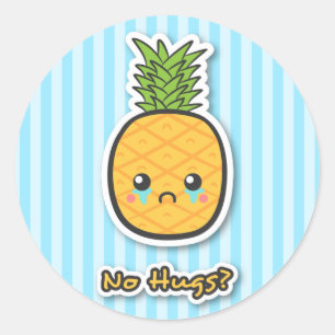 Verdrietige Ananas die geen knuffels krijgt Ronde Sticker