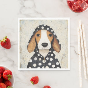 Verdrietige Beagle Pup in Stippen Hoodie Servet