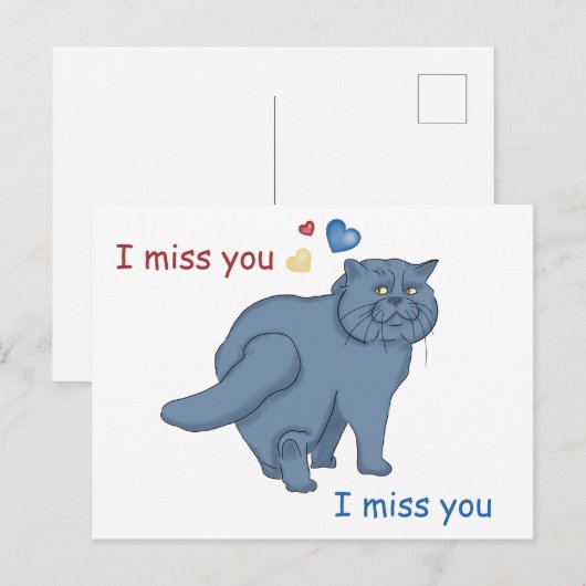 Verdrietige Britse kat. Ik mis je Briefkaart (Voorkant / Achterkant)