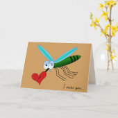 Verdrietige Cartoon Muggen Met Hart Eigen Tekst Kaart (Gele Bloem)