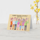 Verdrietige cartoonmensen die vaarwel wuiven kaart (Gele Bloem)